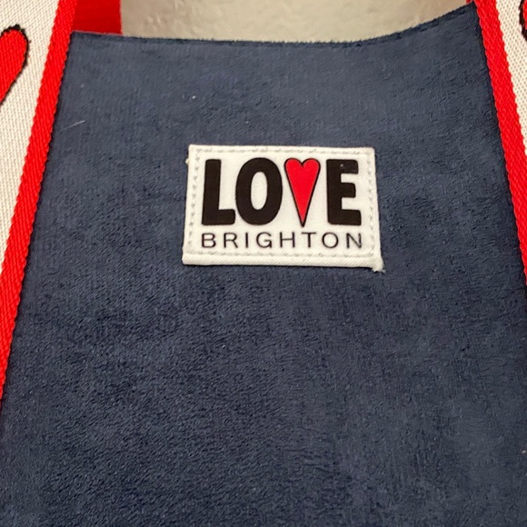 Brighton Navy Tote with Red Heart-Patterned Straps - Picture 2 of 5